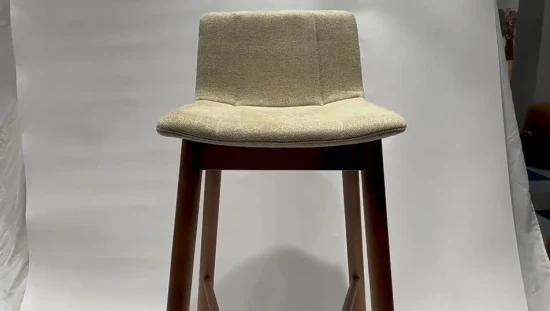 Высокий барный стул с тканевым сиденьем из ясеня на ножках, уличный домашний барный стул, барный стул