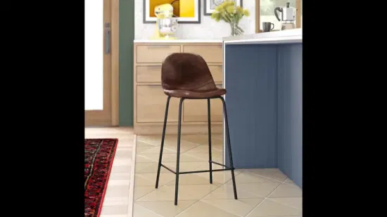 Деревенская кухонная стойка, современная кожаная ткань, деревянный поворотный барный стул