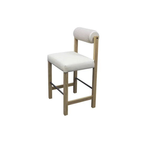 Роскошная мебель для отелей из ткани Boucle и деревянный стул для барной стойки
