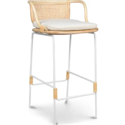 Барный стул из ротанга с металлическим каркасом Плетеный барный стул из ротанга